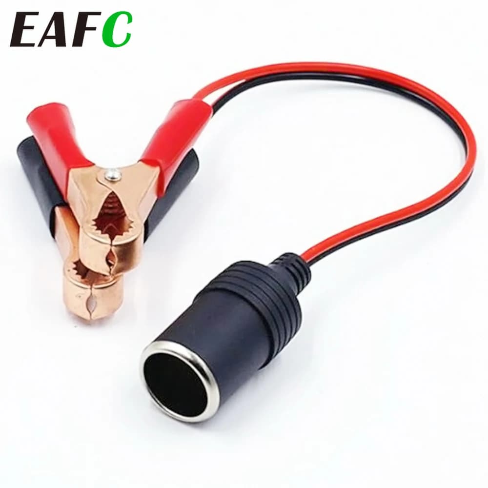 12V High Power Pure Copper Car Battery Clip Adapter for Cigarette Lighter Socket Universal Automotive Use Random Connector Head