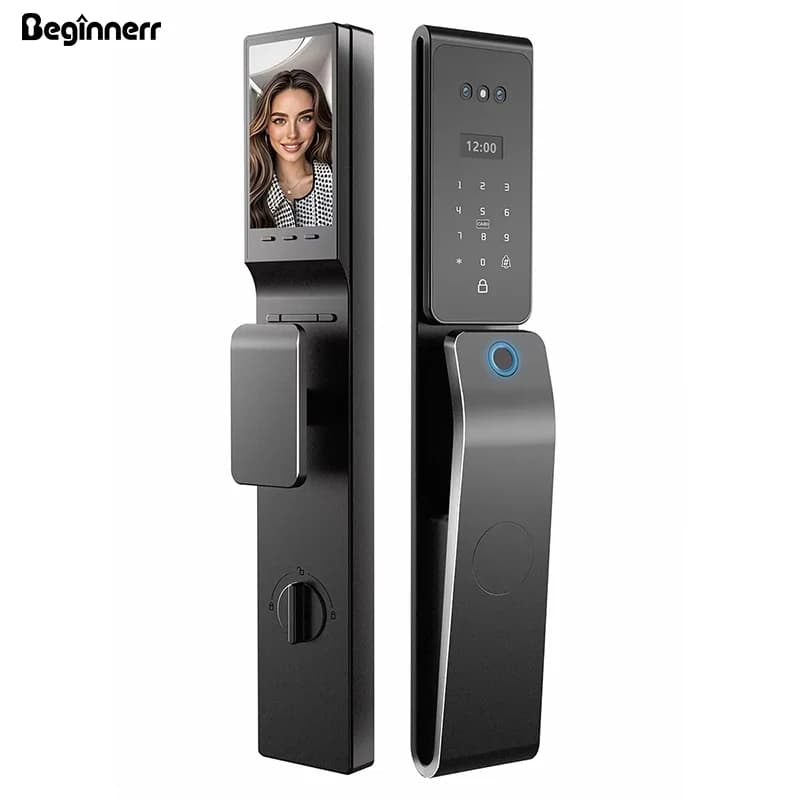 Impermeabile IP67 Israele Ebraico Voce coreana Serratura automatica Videocitofono viso Impronta digitale biometrica 6590 Serratura intelligente da infilare