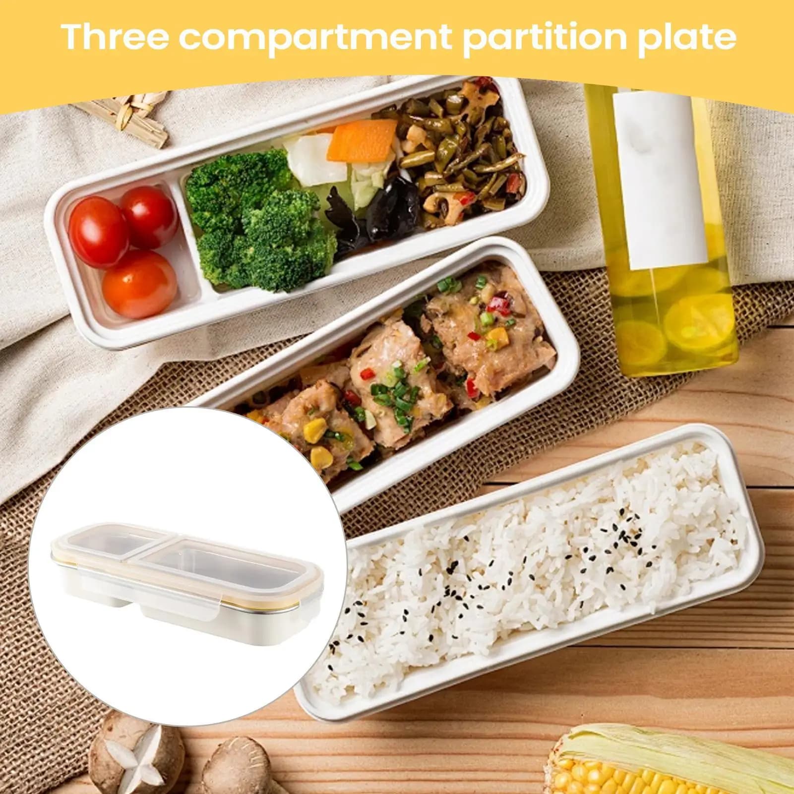 Contenitori per il pranzo in acciaio inossidabile Contenitore per snack diviso Conservazione degli alimenti riutilizzabile per bambini Preparazione dei pasti sul posto di lavoro scolastico per adolescenti
