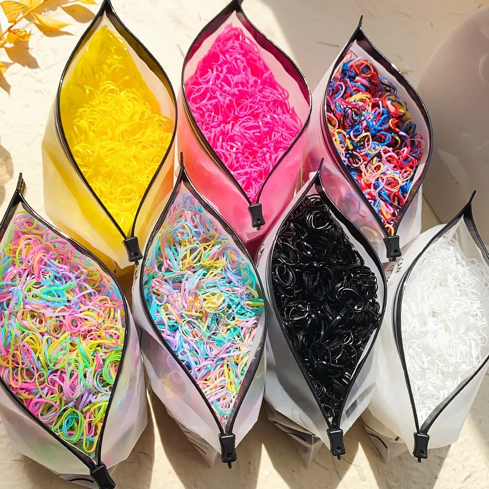 500/1000/2000pcs Ladies Colorful Use And Throw Elastic Alloys Of Kid's Headband Coda Holder Steps For Kids Hair Accessories