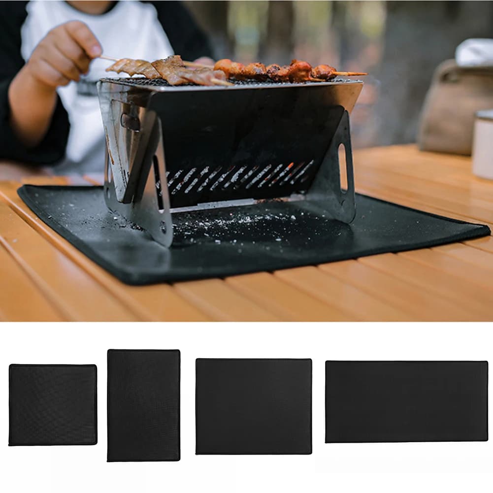 Flame Retardant Mat Heat Insulation Grill Mat Blanket Easy To Clean High Temperature for Outdoor Camping for Ground Deck Lawn