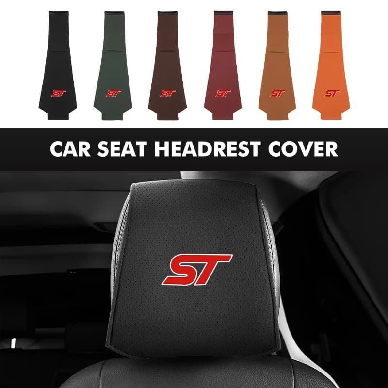 Suede Car Headrest Cover Seat Head Pillow Neck Headrest Stying For Ford ST Racing Performance Focus Mk2 Mk3 MK4 Fiesta Ranger