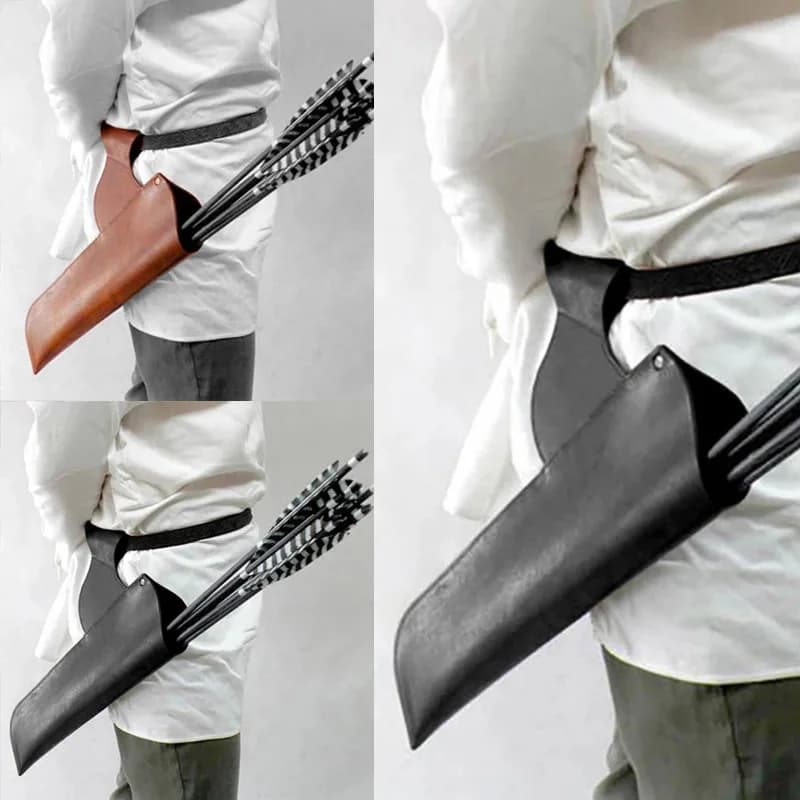 Medievale In Pelle Vita Anca Tiro Con Arco Faretra Avarian Arciere Accessorio Cosplay Cintura Laterale Freccia Titolare Borsa Custodia Per Larp Attrezzatura Da Caccia