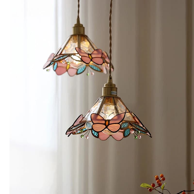 Lampada a sospensione moderna a LED in rame di vetro a farfalla accanto a decorazioni per interni camera da letto Bar ristorante soggiorno lampadario a sospensione lampade a sospensione corridoio ristorante balcone Caf