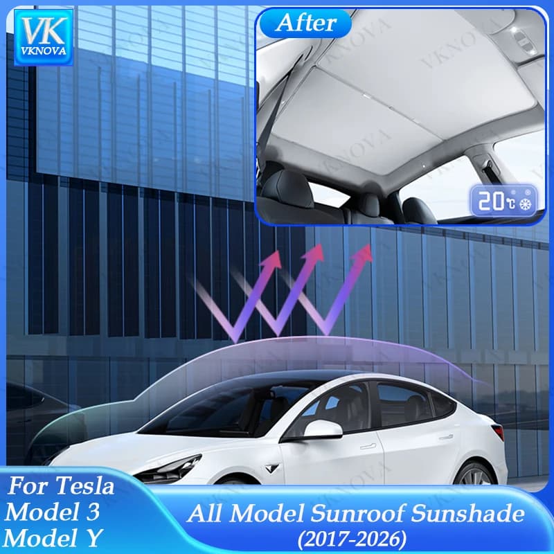 Tendina Parasole per Tetto Apribile Auto Tesla Model Y Juniper 2025 2026, Tenda Parasole per Tetto in Vetro, Rete Ombreggiante per Lucernario, Nuova Copertura per Model 3 2024
