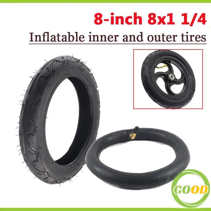 8Inch 8X1 1/4 Bike Inner Tubes For Baby Stroller Electric Scooter Inner Tire Rubber Wheel Tire Inner Tube Non-Slip Part