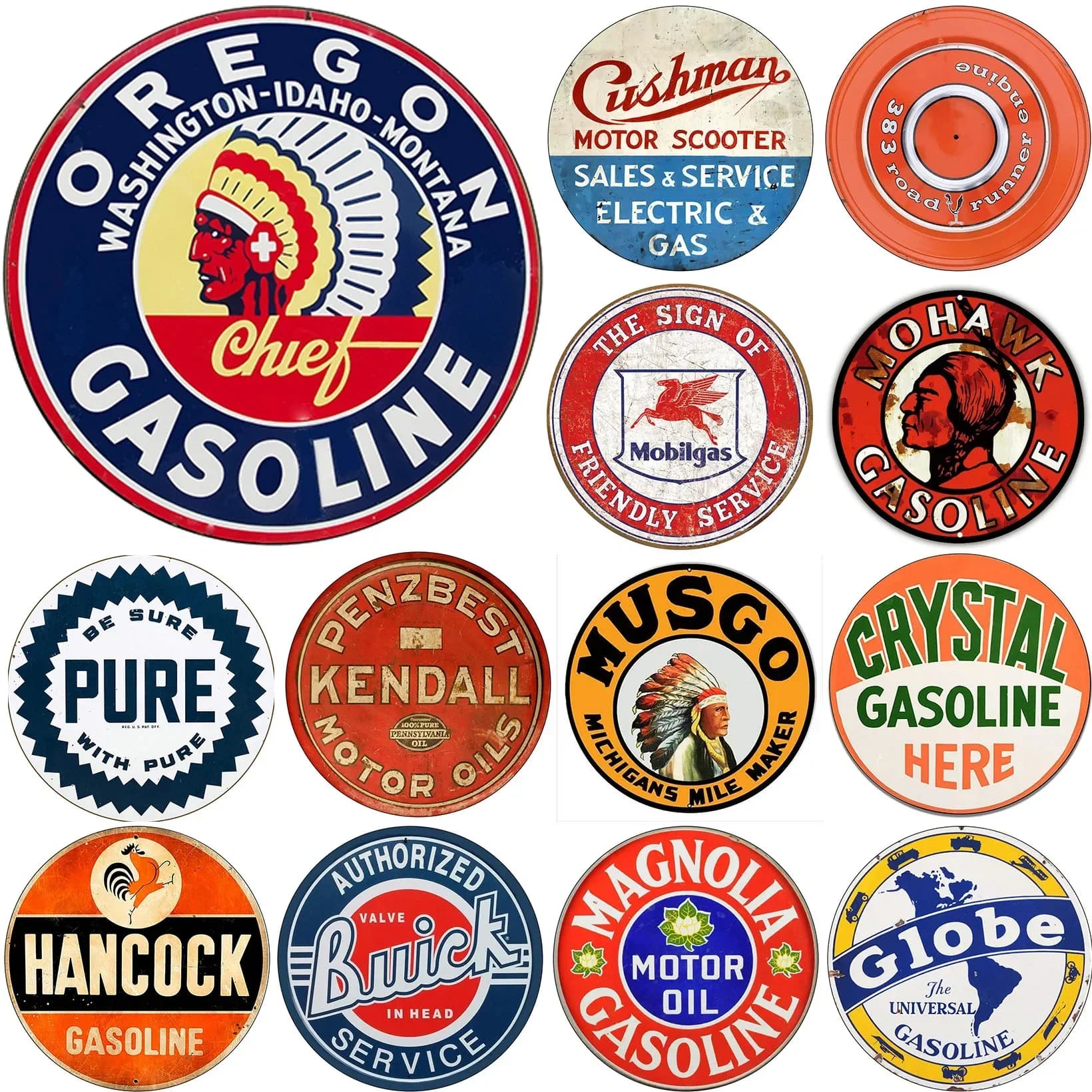 Car Stickers Personality Pure Gas Motor Oil Round Retro Signs Stickers Vinyl Decal Waterproof Decal Auto Accessory Decoration