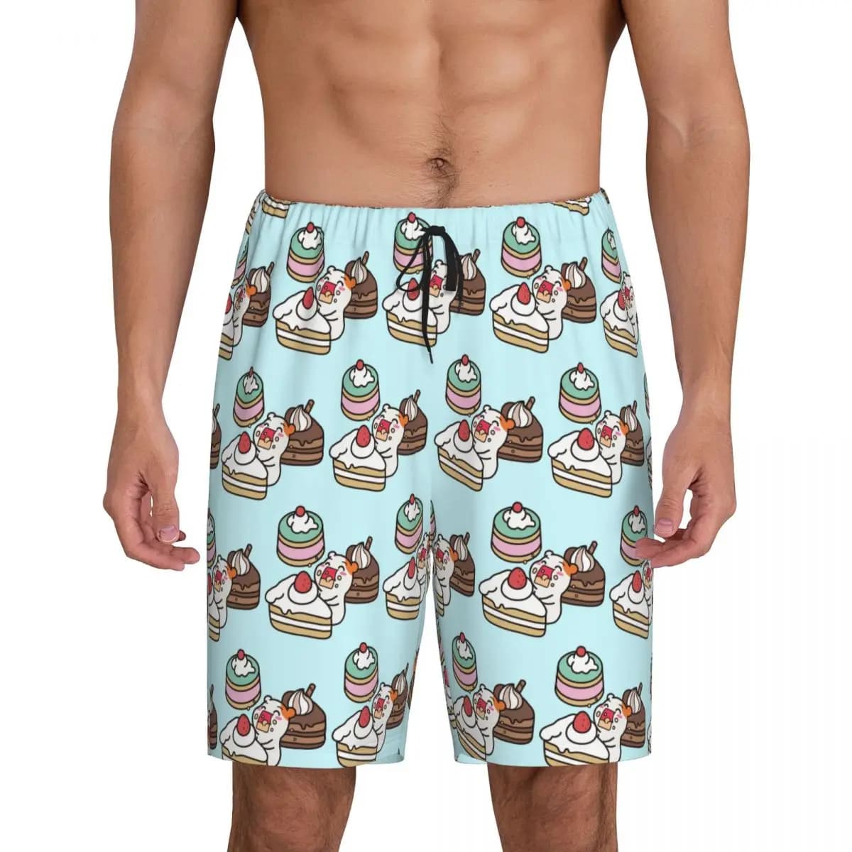 Pantaloncini da Pigiama Personalizzati con Cartoni Animati Ebichu, Abbigliamento da Notte per Uomo, Pantaloncini Comodi per Dormire