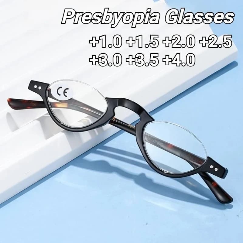 Half-rim Fashionable Anti-Blue Light Reading Glasses Retro High-Definition Comfort Presbyopia Glasses Unisex +1.0 To +4.0