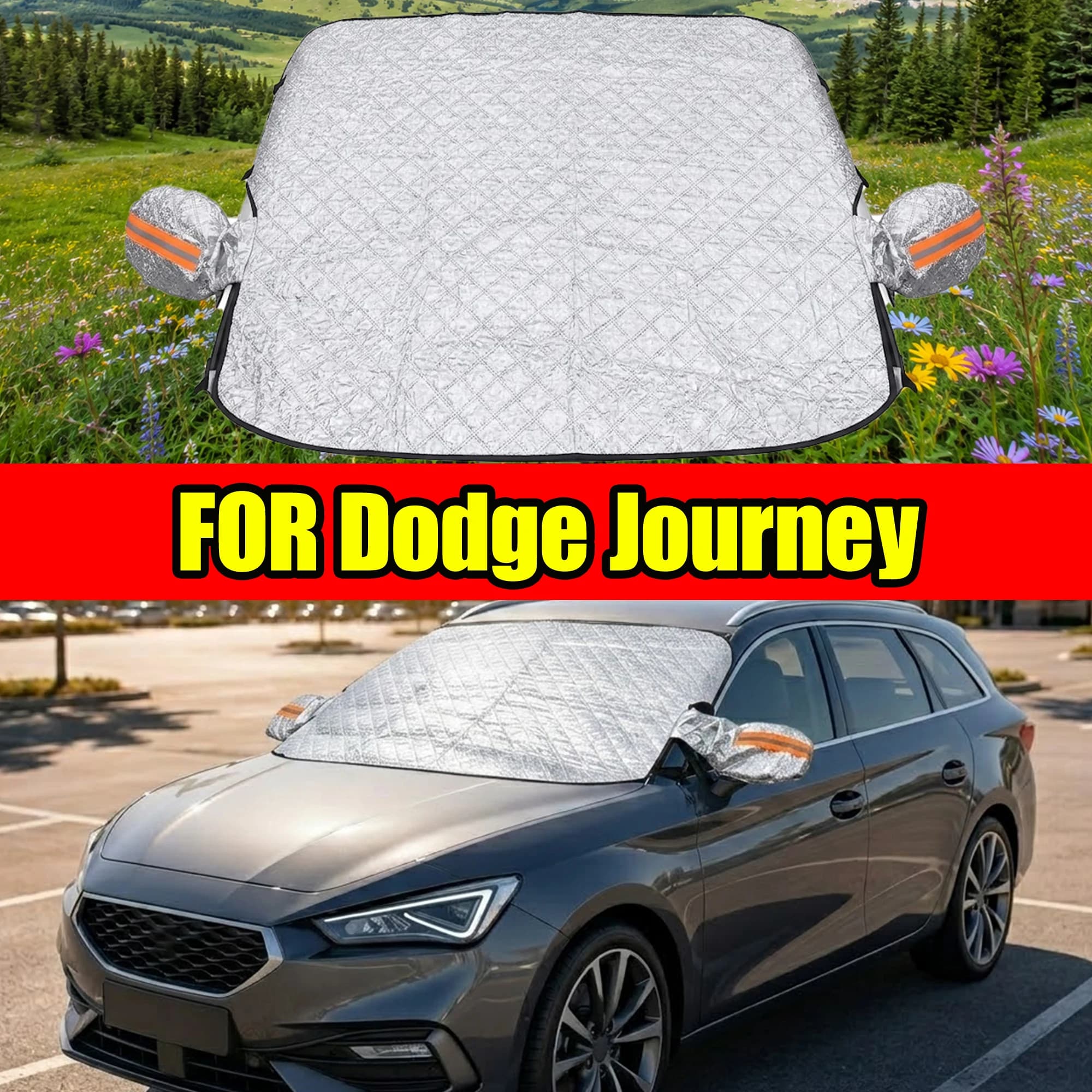 FOR Dodge Journey 2-in-1 Windshield Sunshade Cover, UV Protection & Heat Reduction