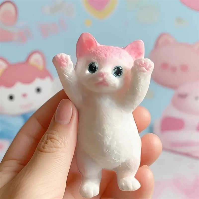 1 pz Giocattolo Squishy Gatto Floccato Kawaii, Giocattolo Antistress Fufu Fatto a Mano a Lenta Risalita, Giocattolo Sensoriale Carino per Bambini e Adulti