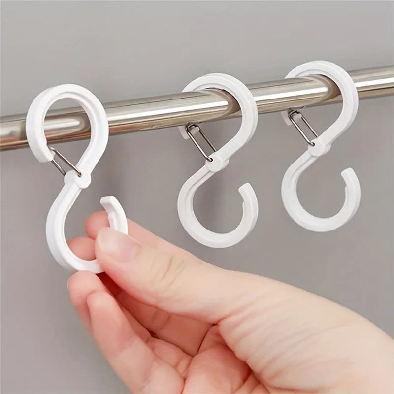 yes1 Set of 8 S-shaped Hook Buckles for Kitchen and Bathroom Horizontal Bar Hooks Without Drilling Plastic Clothes Hangers