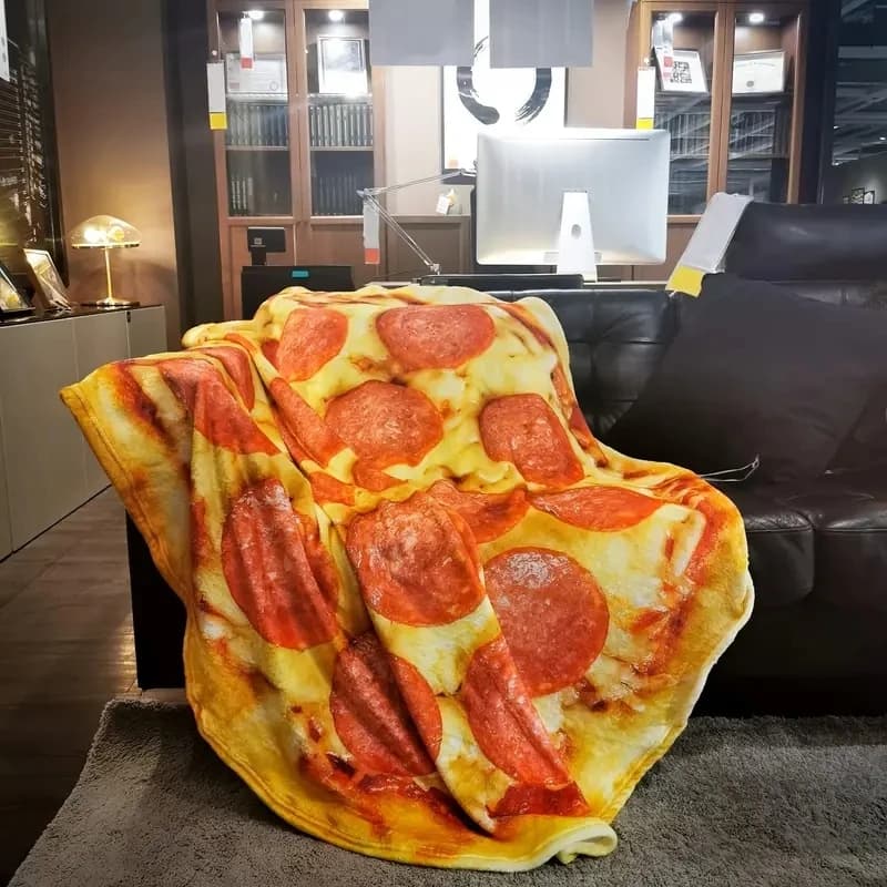 1 coperta in flanella morbida e calda con stampa pizza per tutte le stagioni, perfetta per divano, divano, ufficio, letto, campeggio e viaggi
