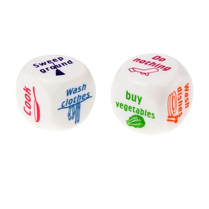 2 pezzi 20mm gioco di dadi giocattolo carino famiglia lavori domestici dadi divisione dei lavori domestici per coppie divertenti famiglie gioco da tavolo dadi