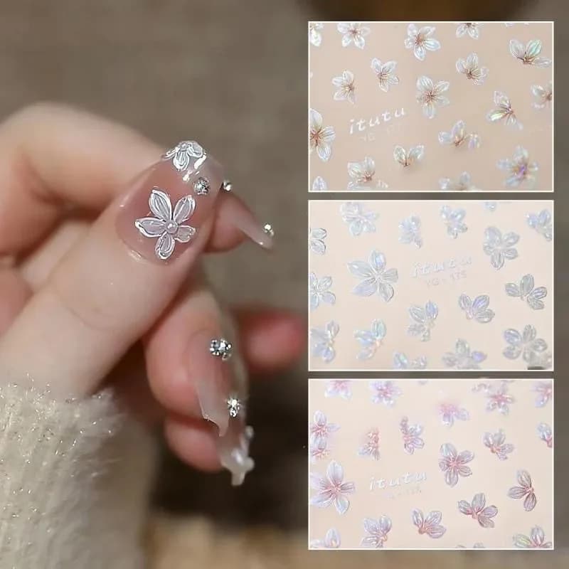 1 Pezzo Adesivo per Unghie a Forma di Fiore a 5 Petali, Mini Decorazione Colorata per Nail Art, Strumento per Manicure Fai-da-Te