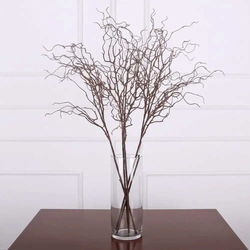 120 cm Artificial Salice Copper, 4 Forks Realistic Design, Artificial Spiral Shape Copper, Soft Texture, Simulated Flower
