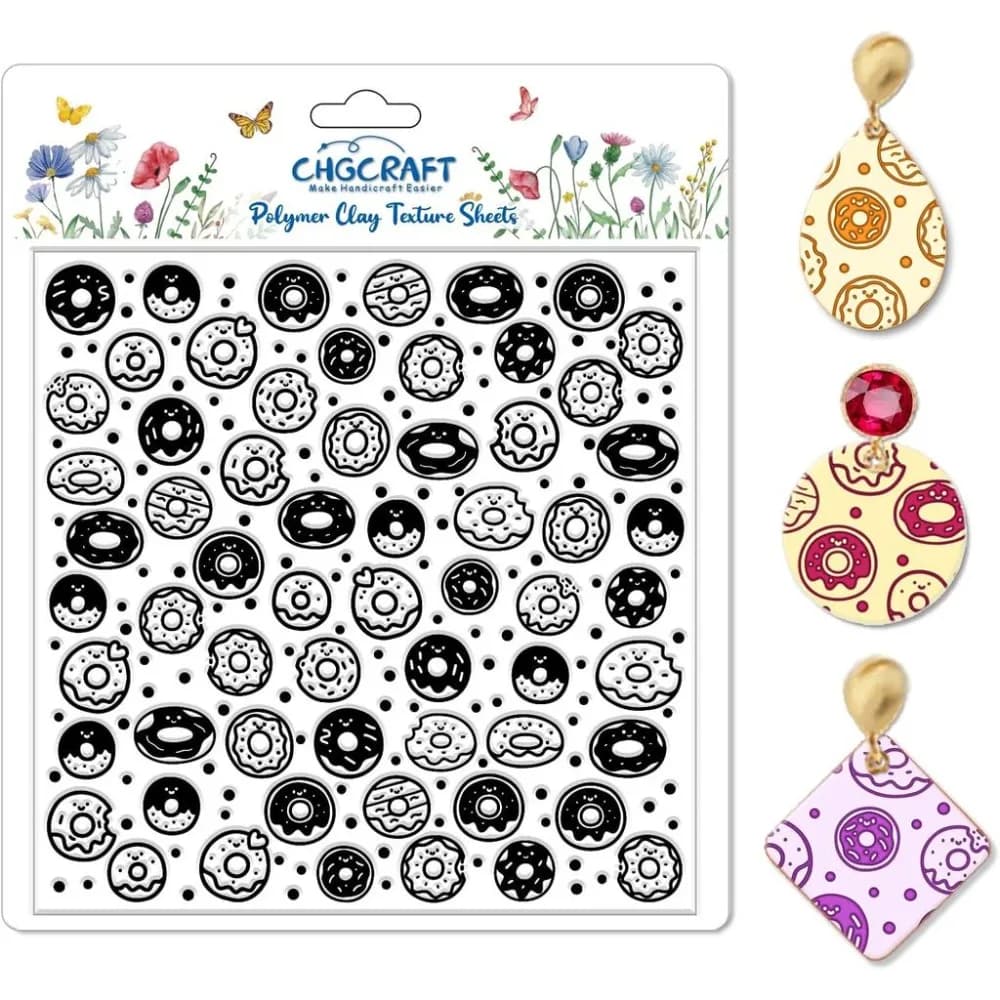 Donuts Pattern Polymer Clay Texture Sheet Polka Dots Pattern Texture Mat for Polymer Clay Making Earrings Jewelry DIY Crafts
