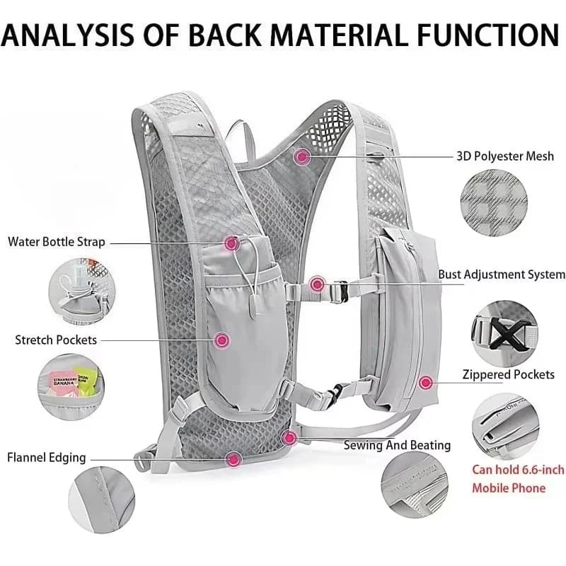 Outdoor Hiking Cycling Hydration Vest Breathable Water Chest Pack Marathon Running Backpack With Phone Pocket