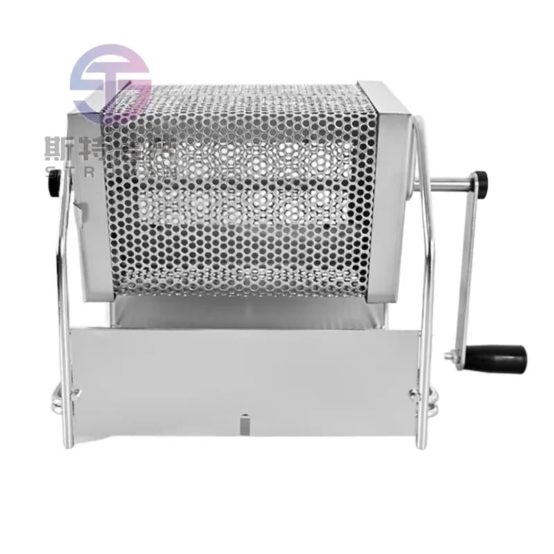 Manual Coffee Bean Roaster Machine Tools Stainless Steel Square Silver Heat Evenly Coffee Bean Roasting Machine Home