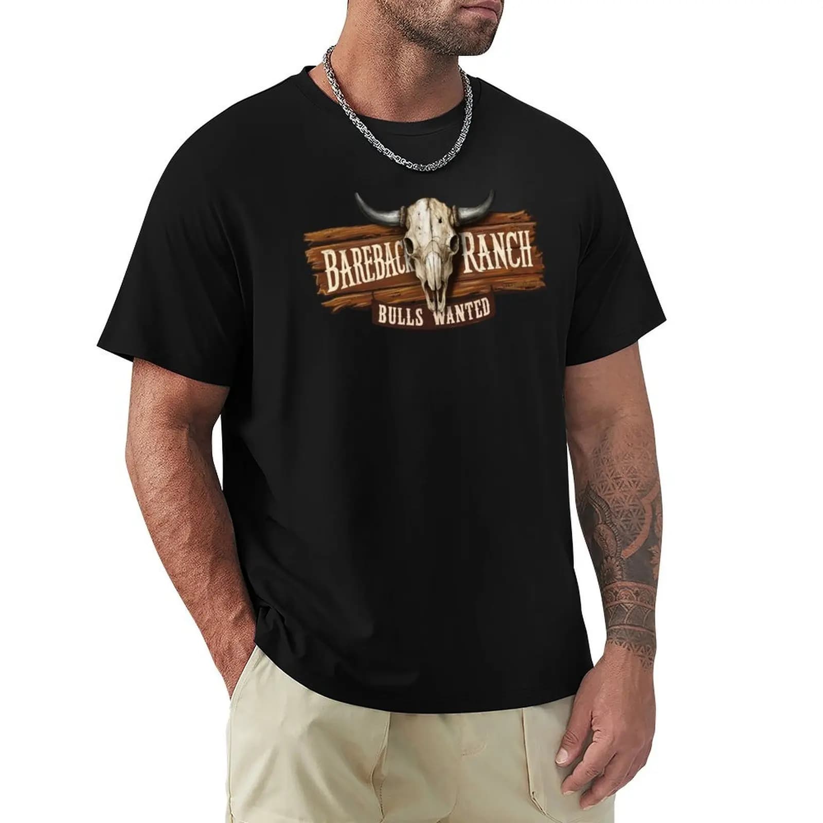 T-shirt con design Bareback Ranch Bulls Wanted Western Vibe, T-shirt da pesca ad asciugatura rapida
