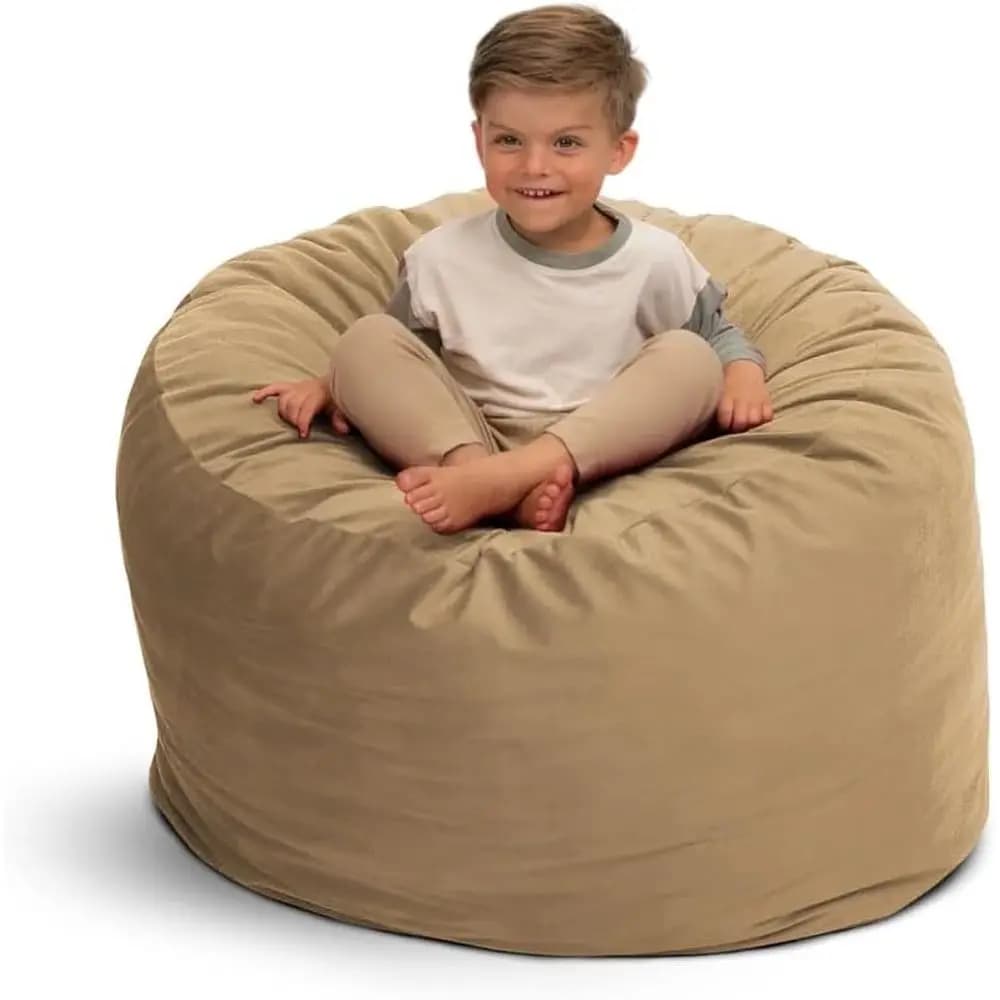 Poltrona Sacco 3000 da 3 piedi, Rivestimento in Pelle Scamosciata Color Cammello – Chaise Longue Oversize, Seduta da Terra, Piccolo Divano, o Divano Letto per Soggiorno, Gaming
