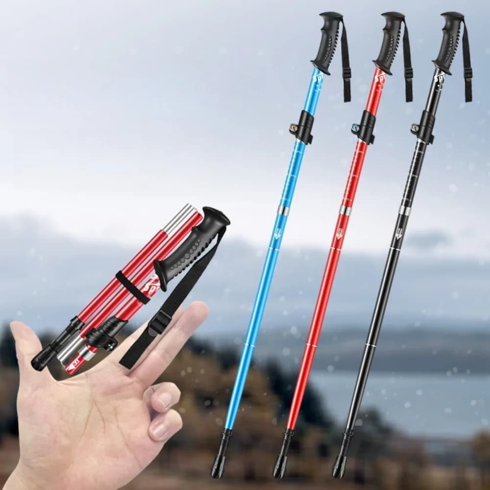 Five-section Ultra-light Aluminum Alloy Folding Trekking Poles Camping Non-slip Mountain Climbing Trekking Folding Poles