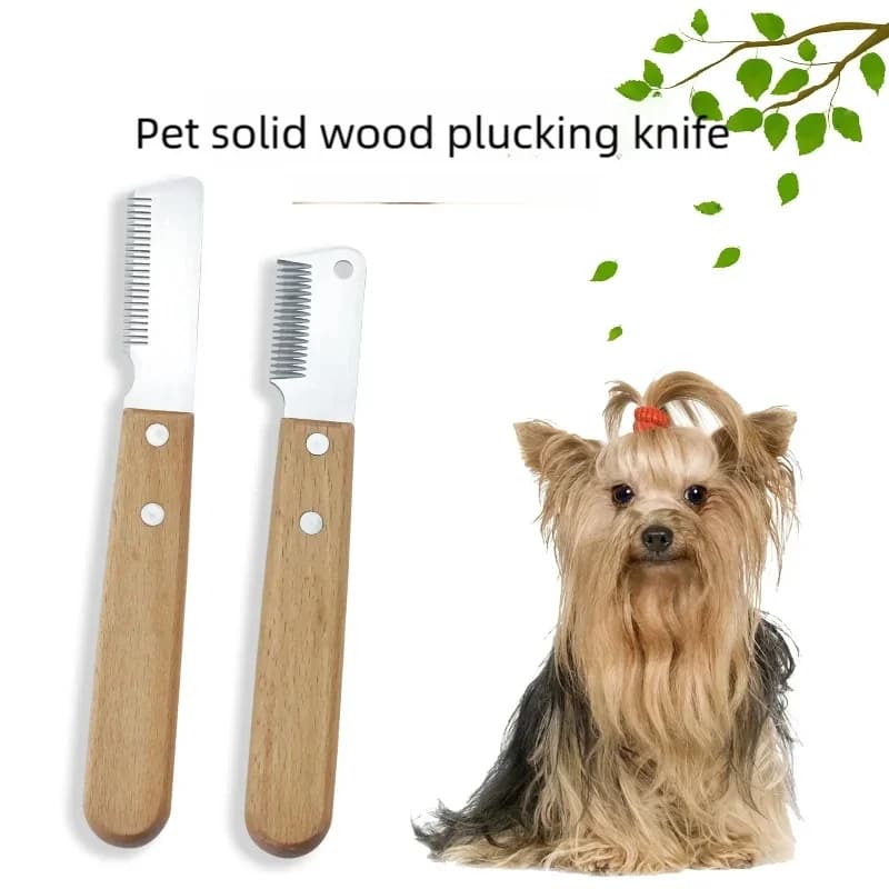 Professional Dog Grooming Comb Stainless Steel Wooden Handle Stripping Knife Pet Hair Remover Undercoat Rake For Small Dogs