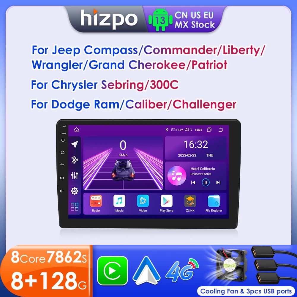 Hizpo 10.1 "Radio Per Jeep Chrysler Compass Commander Grand Cherokee Wrangler Liberty Dodge GPS Multimediale Carplay Android