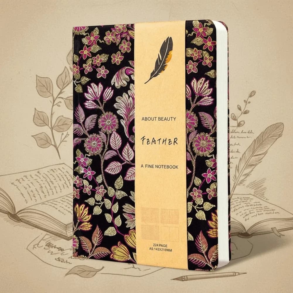 Portable Leather Embroidered Flower Notebook A5 Pattern Butterfly Journal Book Efficient Time Organizer Schedule Notepad Women