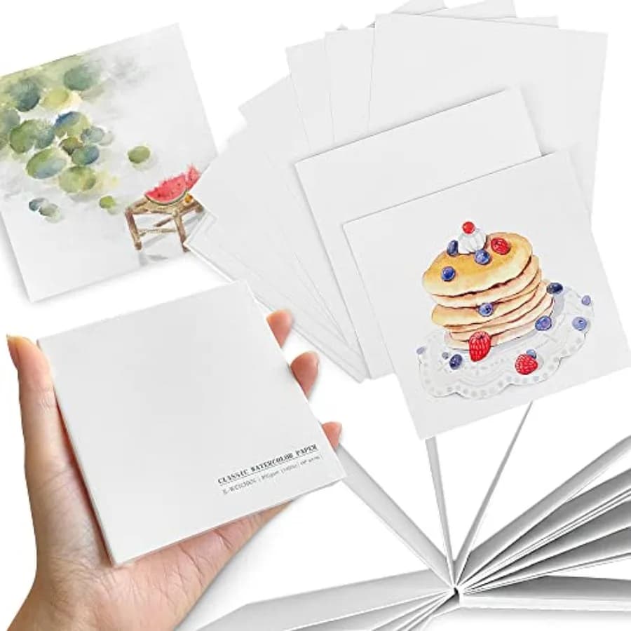 Watercolor Paper Sketchbook, 3.9x3.9 Inch Mini Mixed Media Notebook, 20 Sheets 140lb/300gsmTearable Artist Paper, Small Travel