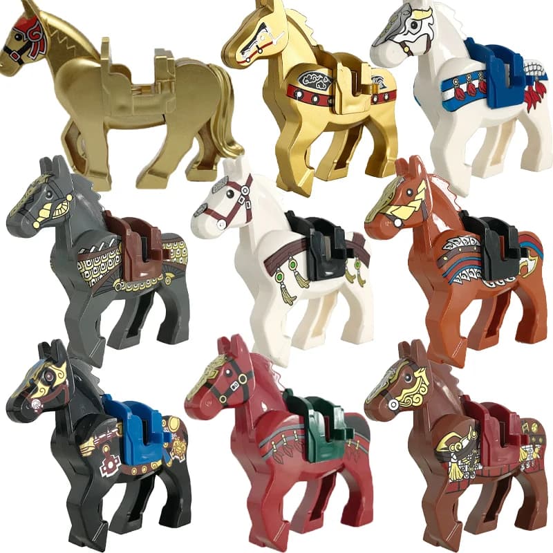 2/4/9PCS MOC Tre Regni Cavallo da Guerra Building Blocks Figure militari di mezza età Montare Cavalli Animali Mattoni Giocattoli Regalo QT05