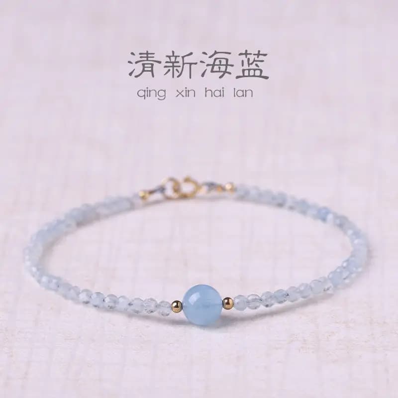 Pale Blue Natural Aquamarine Bracelet for Women Niche Design Best Friend Gift Courage Stone Friendship Bonding Crystal Jewelry