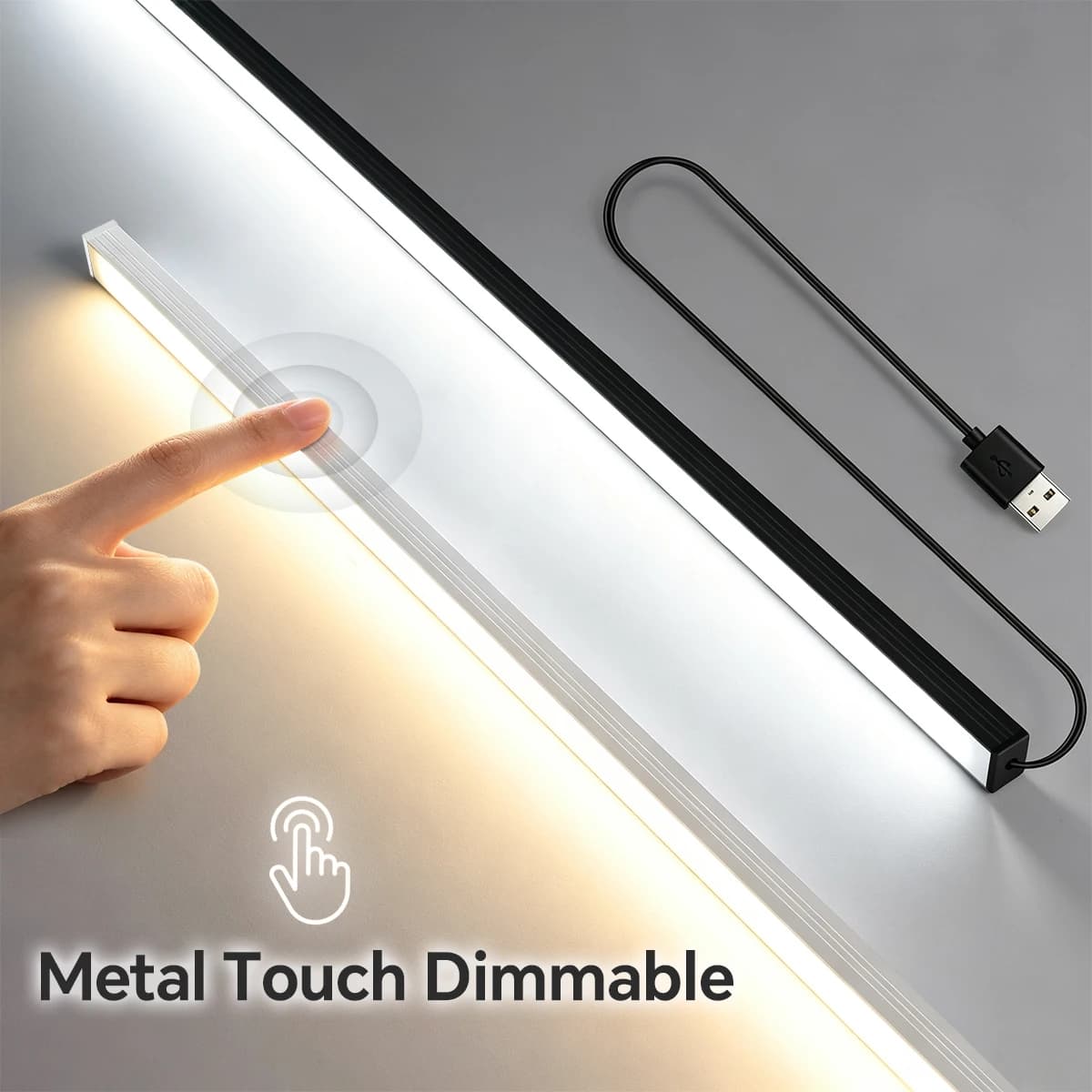 42 CM Touch Aluminium Casing Dimmable USB LED Bar Light Strip For Under-Unit Cabinet Kitchen Cupboard Shelves Workbench Lamp