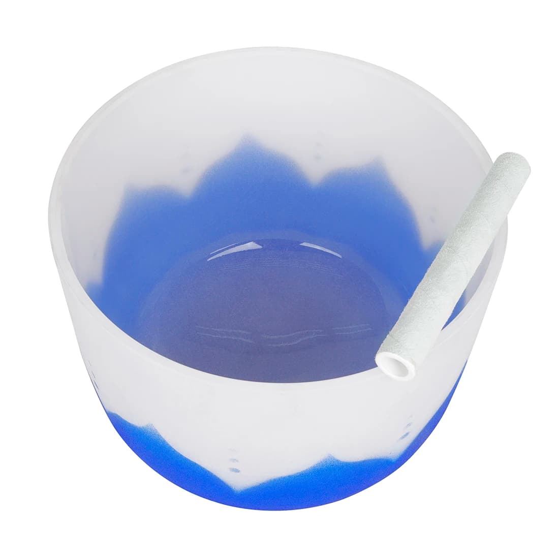 M MBAT 13 Inch Note D Crystal Singing Bowl Meditation Sheepskin Crystal Lotus Singing Bowl Frosted Therapy Crystal Sound Stick