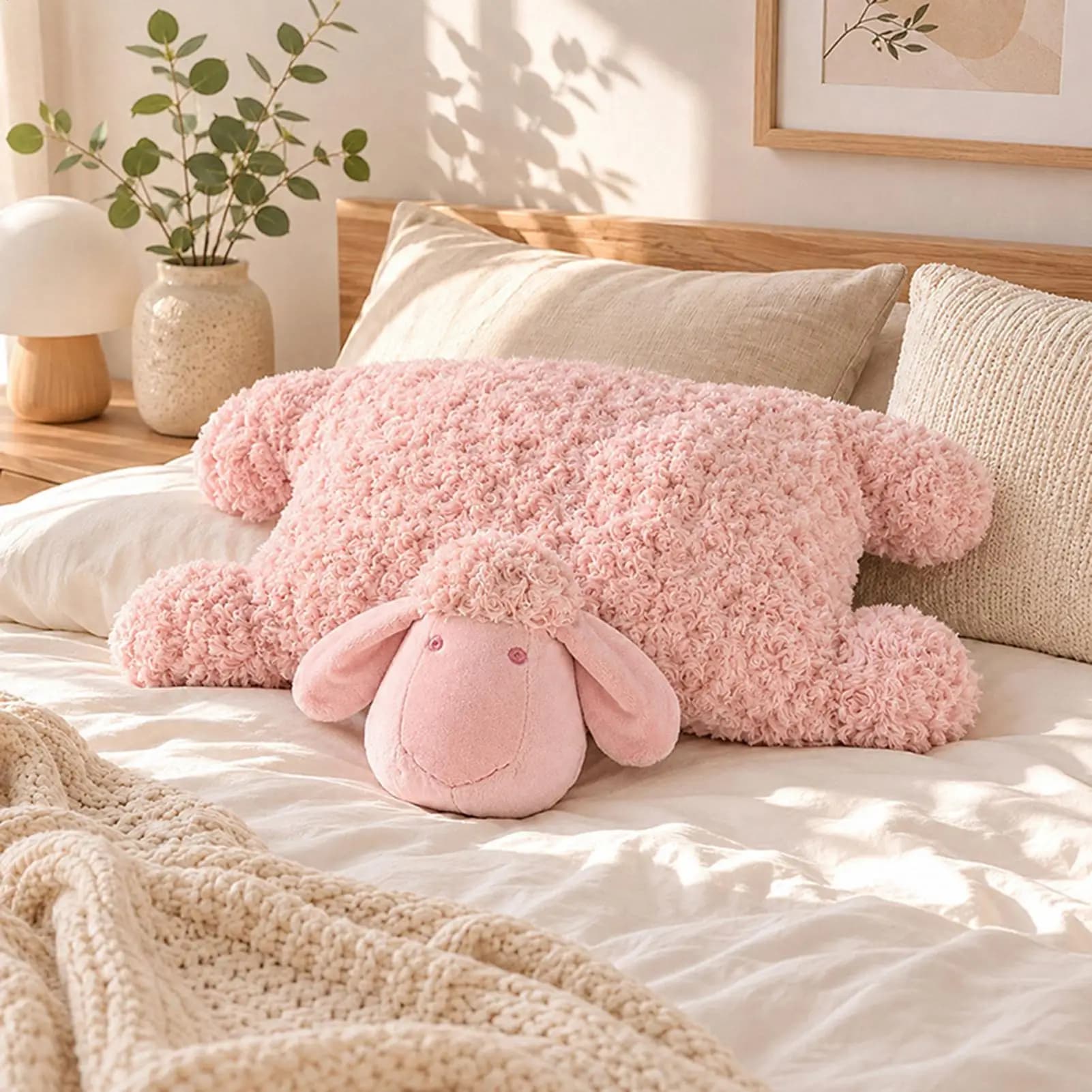 Sheep Stuffed Animal Cute Soothing Cuddly Doll Home Decor Sheep Plush Pillow for Sleeping Home Nursery Travel Car Living Room