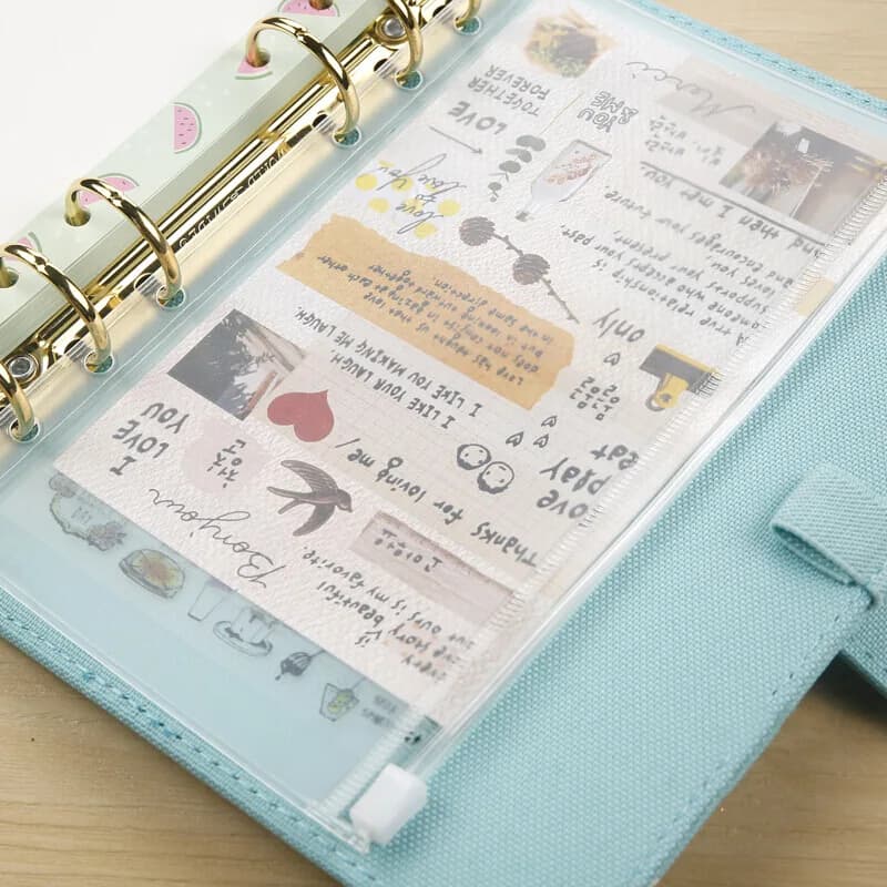 A5 A6 A7 Tasche raccoglitore a 6 fori Buste economiche per contanti impermeabili Cerniera Borsa tascabile per pagina a fogli mobili per notebook Planner