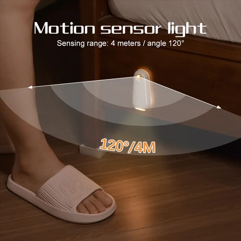 Proiettore per luce notturna a LED con sensore di movimento ABFI per corridoio del bagno, lampada da parete per WC ricaricabile colorata