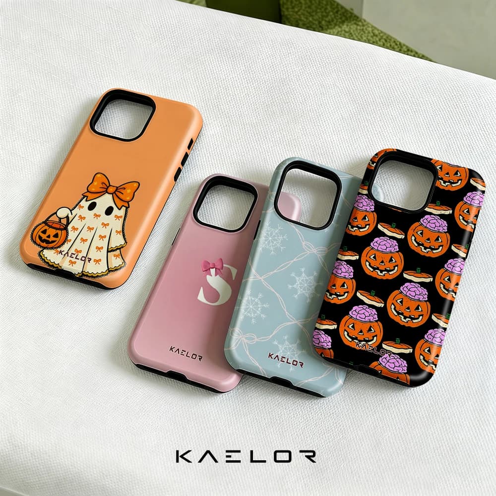 Bow Ghost Pumpkin Double Layer Hard Shell for iPhone 17 16 15 14 Plus 13 Pro Max Anti-Drop Shockproof PC Case