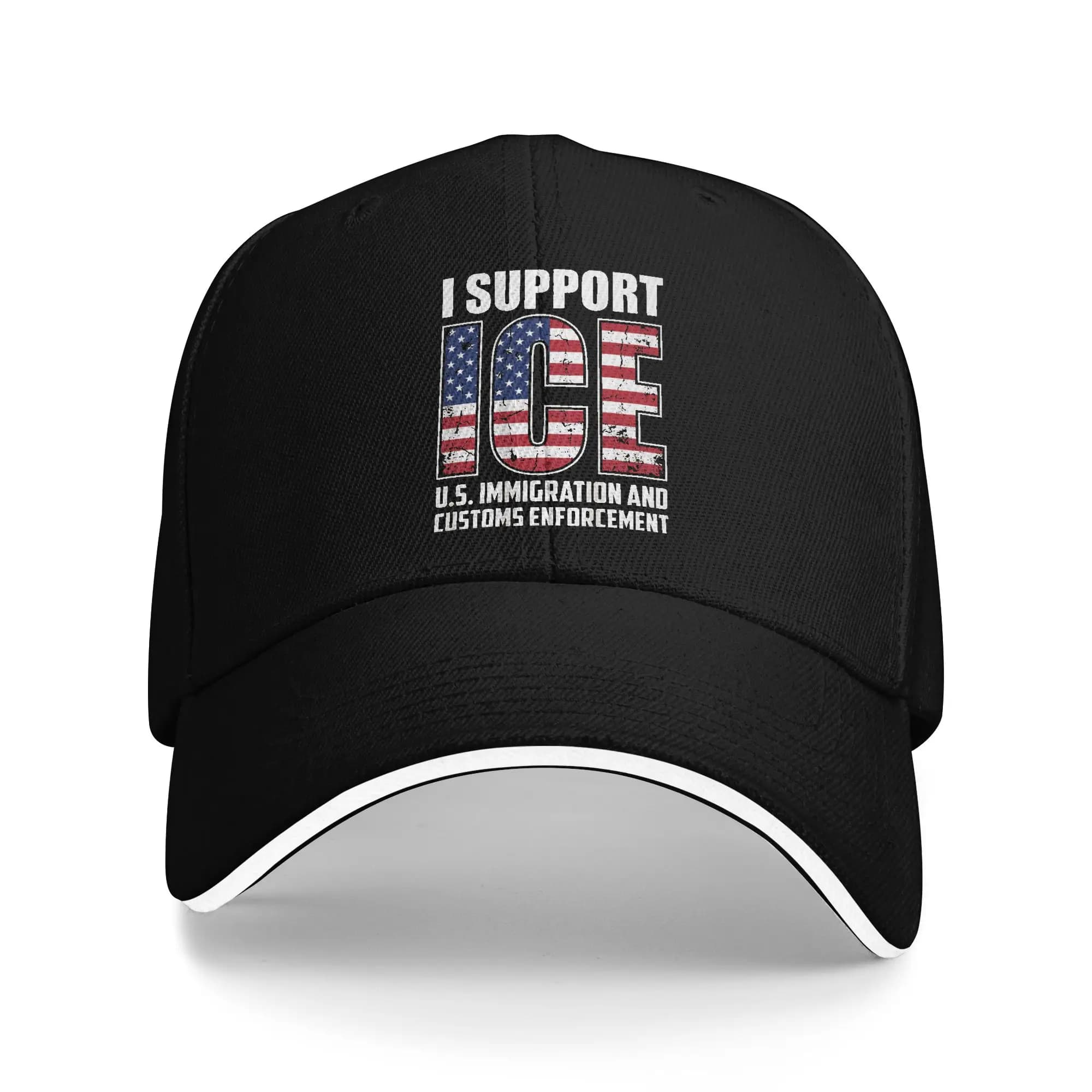 Cappellino da baseball casual. Sostengo l'ICE (Immigration and Customs Enforcement) negli Stati Uniti. Cappello da tennis, skate e trucker per uomo. Cappellino snapback alla moda.