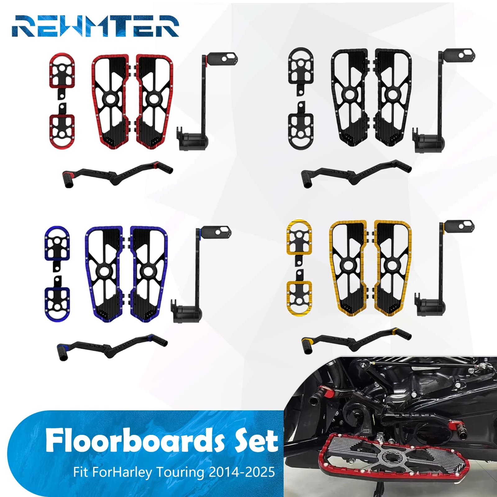 Pedane Moto con Leva Cambio e Freno, Kit Poggiapiedi Guidatore e Passeggero per Harley Touring 2014-2025 FLHR FLTRX