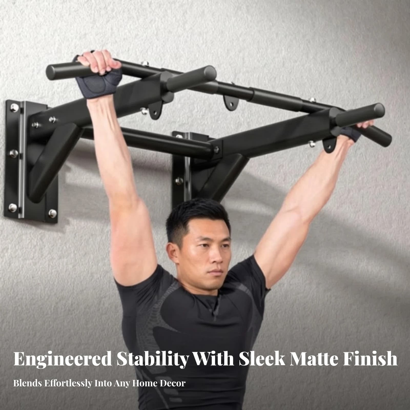 Wall-Mounted Pull-up Bar Stable Wall Pull-up Bar Fitness Equipment Rigid Non-Slip for Athletes, Home Gym, Garage