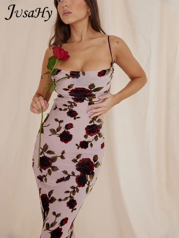 Sisterlinda Donna Y2K Hot Sweet Stile pastorale Fiore stampato Abito sottoveste Elegante vacanza con scollo a V Fasciatura posteriore Abito chic con lacci