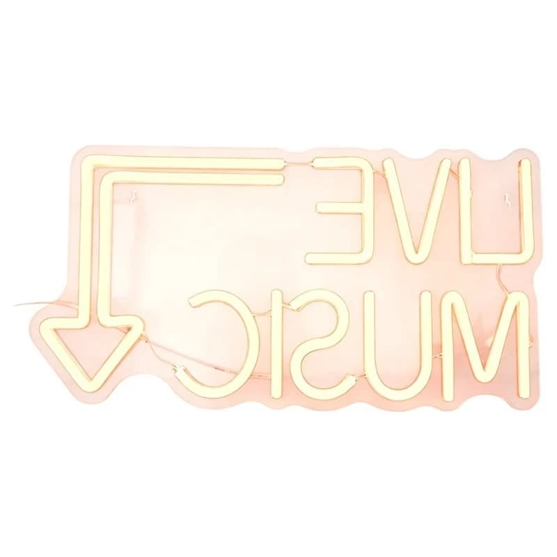 AC23-Wall Mounted LED Neon Sign Featuring" Live Music" Design, Perfect Ideal For Bar Loung, KTV, Bedroom, Or Music Studio