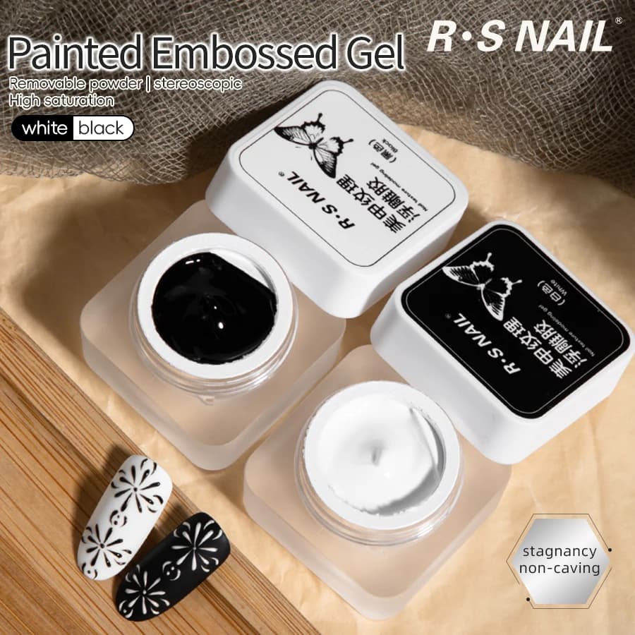 RSNAIL 5g Texture Smalto per unghie gel in rilievo 3D Nero Bianco Nail Art Gesso Gesso Disegno Pittura Intaglio Gel Strumento per manicure fai da te