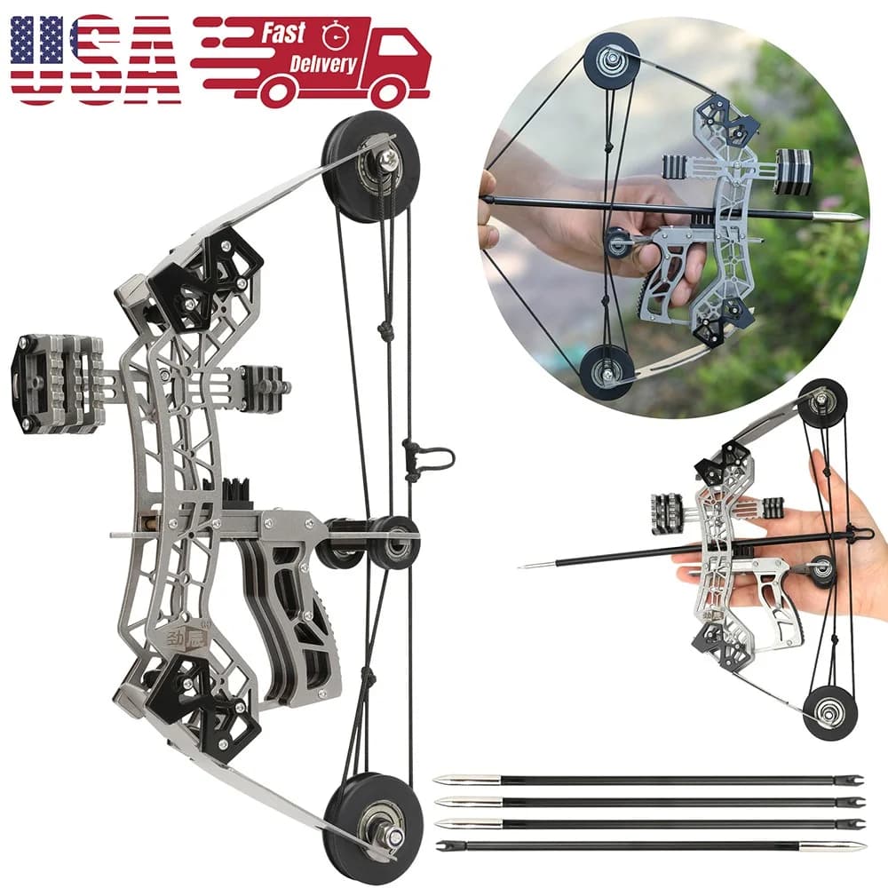 12lbs Mini Compound Bow with 316 Stainless Steel Bow Limbs High Elasticity for 40-50m Accurate Shooting Range Target Practice Competition Events