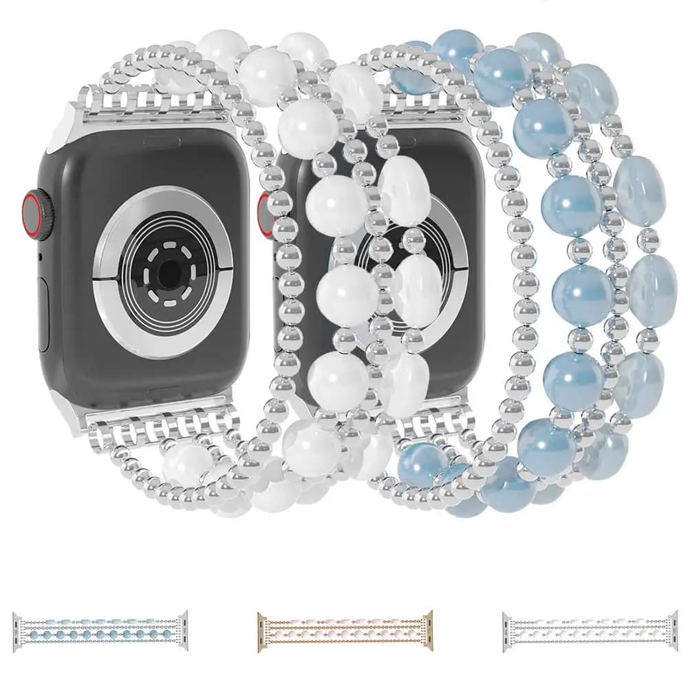 Cinturino per orologio con perle per cinturino Apple Watch 9 8 7 6 SE 5 4 3 2 Bracciale con perline per IWatch 41mm 40mm 45mm 44mm 38mm 49mm Donna Elastico