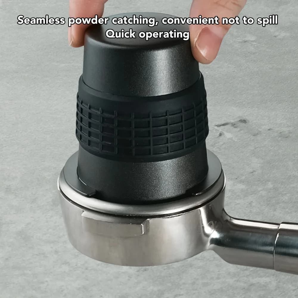 Stainless Steel Dosing Cup Black With Puck Screen Coffee Dosing Cup Even Coffee Grinding Coffee Powder Catcher Coffee Maker