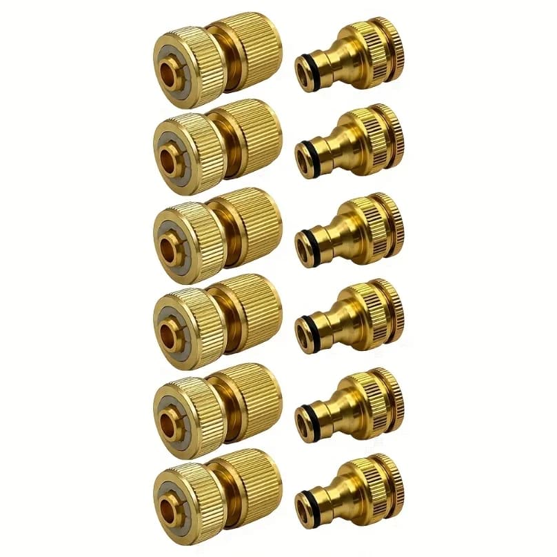 Set di 2/6 connettori per tubi in alluminio standard UE - Raccordo per rubinetto da 1/2'' e 3/4'' + Attacco rapido da 1/2'' (13-16mm) per tubi da giardino