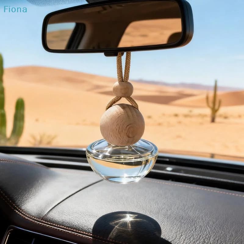 ♬ Bottiglia in Vetro con Coperchio in Legno per Deodorante Auto, Diffusore di Profumo Vuoto da Appendere, Ornamento Aromaterapico per Interni Veicoli