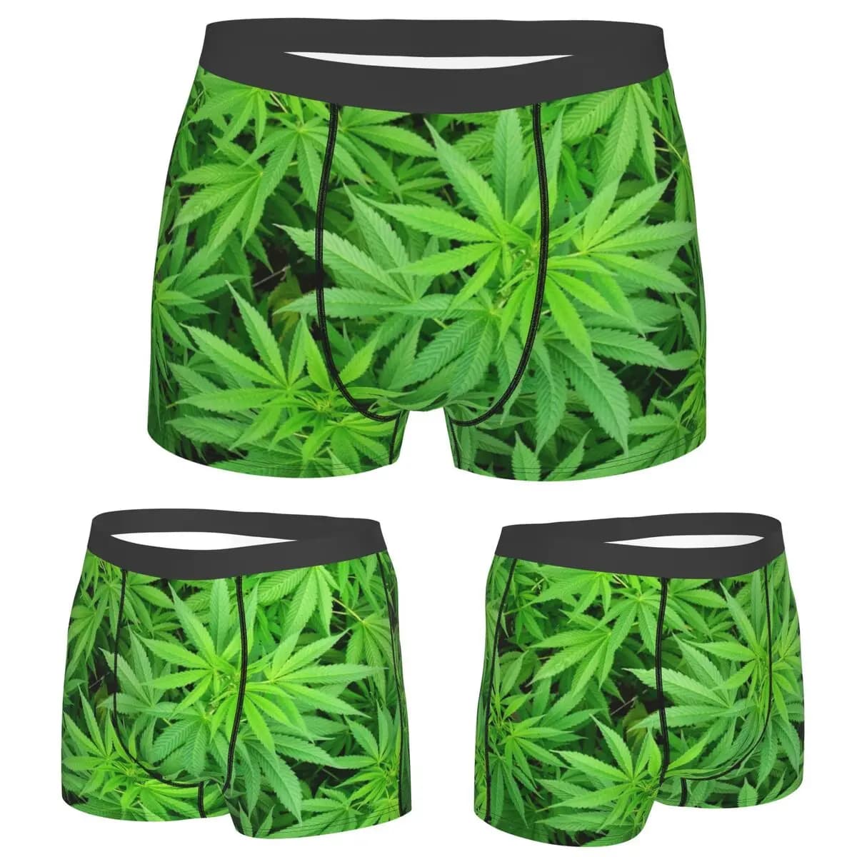 Boxer Underpants Shorts Marijuana Cannabis Weed Pot Plants Panties Men Comfortable Underwear for Homme Man Boyfriend Gift